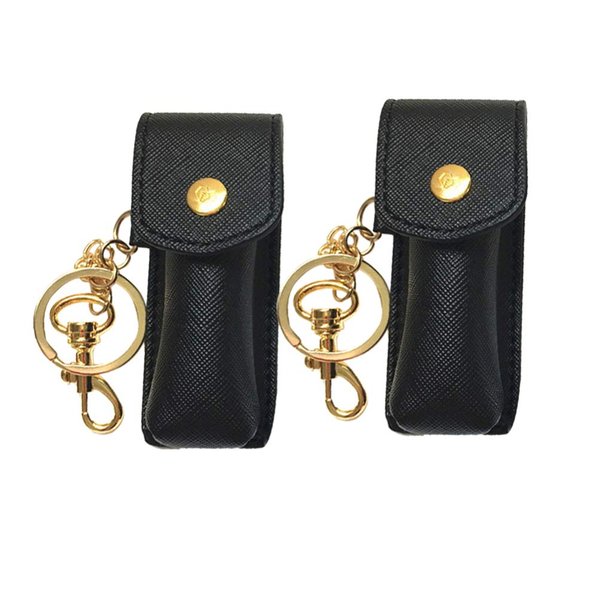 2pcs Clip- on Sleeve Key Chain Holder Leather Lip Balm Pouch Storage Bags Fashion Lipstick Case with Key Ring Portable for Women Girls Key Organizer Keychain
