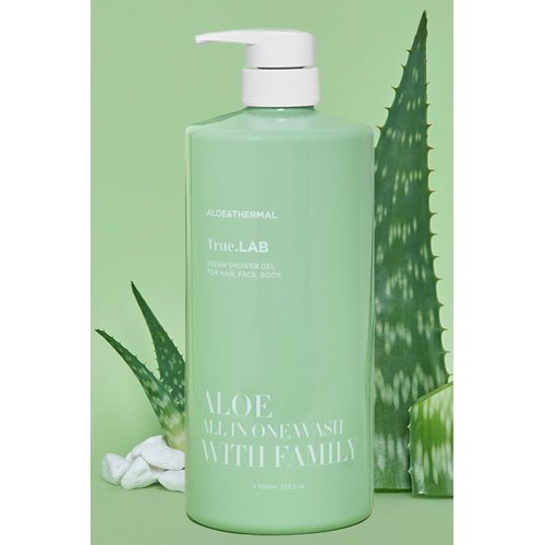 TheMogan Aloe All in One Wash with Family 1000ml | Gentle and Nourishing Shampoo Face Body wash - Kids to Adult 3in1 Soap