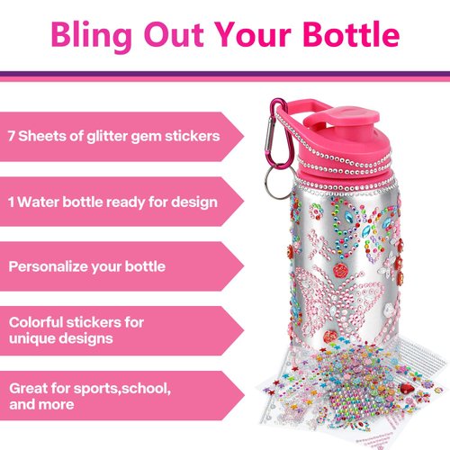 Gifts for Girls, Decorate Your Own Water Bottle Kits for Girls, Art Supplies for Girls for Kids 6-8-12, Teen Arts and Crafts Toys Kits for Daughter Niece Sister Granddaughter Birthday DIY Gift Ideas