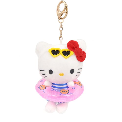 Miokkley Hello Plush Kitty Keychain Vocation Style with Swim Ring & Sunglasses 5” Inch Stuffed Plushie Doll Backpack Decorations Bag