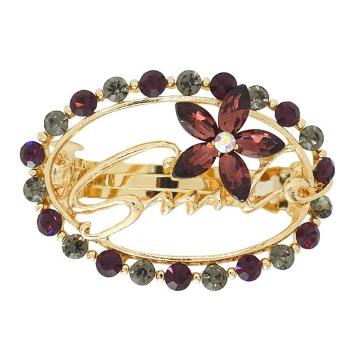Rhinestone Hair Clips Flower Hair Barrettes Bridal Headpiece for Wedding Crystal Floral Hair Jewelry for women Mom Bridal(Burgundy)
