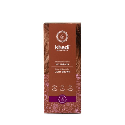 khadi Ayurvedic Natural Hair Color, 100% herbal, vegan, PPD & chemical free, certified natural cosmetics for healthy hair (LIGHT BROWN, 1 Pack (1 x 3.5oz))
