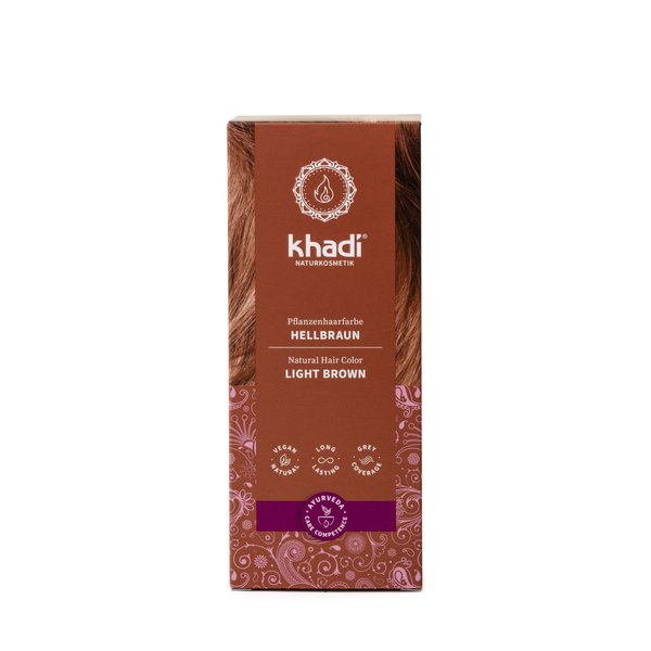 khadi Ayurvedic Natural Hair Color, 100% herbal, vegan, PPD & chemical free, certified natural cosmetics for healthy hair (LIGHT BROWN, 1 Pack (1 x 3.5oz))