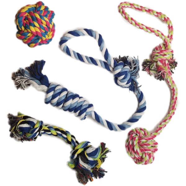 Otterly Pets 4-Pack Puppy Dog Rope Toys for Small to Medium Dogs – Durable Pull Toy for Dogs, Dog Stocking Stuffers, Pet Stocking Stuffers, Puppy Teething Toys