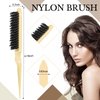 Geiserailie 3 Pcs Slick Back Hair Brush Set Bristle Hair Brush Edge Control Brush Teasing Comb for Women Baby Kids' Black Hair (Beige)