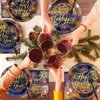 96pcs Happy New Year Party Plates and Napkins, 2025 New Year Eve Decorations for Holidays Fireworks Dinnerware Set Disposable Party Dessert Plates, New Year's Eve Tableware Supplies Decor, Serves 24