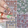 Christmas Nail Art Stickers 5D Embossed Self-Adhesive Glitter Christmas Snowman Gingerbread Man Snowflake Gnome Reindeer Nail Design Xmas Tree Bell Nail Decals New Year Holiday Manicure Decor 4Sheets