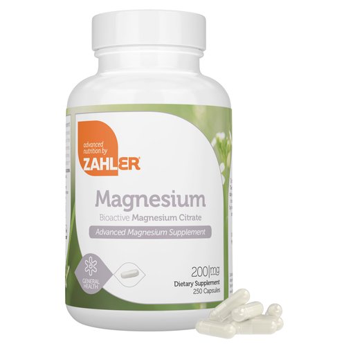 Zahler - Magnesium Supplement Capsules 200 mg (250 Count) Certified Kosher Bioactive Magnesium Ci...