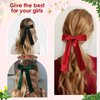 CEELGON 3 PCS Long Tail Velvet Hair Bows Hair Bow Set for Toddler Girls Long Ponytail Knot Bows Alligator Clip Hair Accessories for Girls and Women (Red, Green, Black)