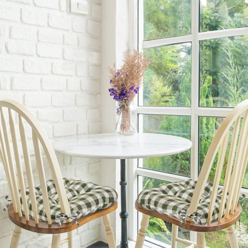 Buffalo Check Tufted Chair Seat Cushions, 2-Pack, Sage - 16" x 15" x 3" - Comfortable Seat Cover Pad with Stain Repellent Fabric & Ties to Indoor & Ourdoor Chair Styles by Achim Home Decor