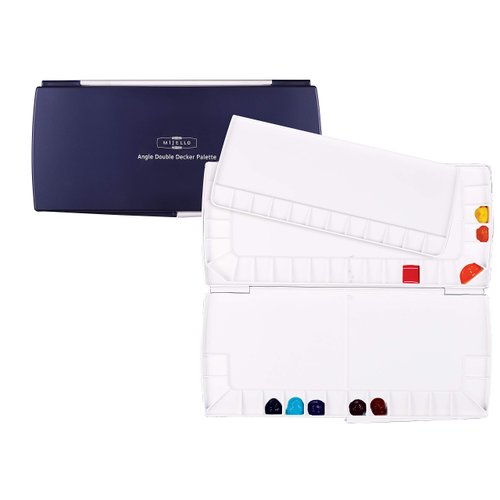 Mijello Triple Decker Watercolor Palette, 52 Paint Wells, Blue, 14.4" x 6.75" x 1.25", 1 Each, 1 Count (Pack of 1)