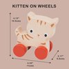 Mentari Toys - Kitten on Wheels - Wooden Cat Push Toy for Babies and Toddlers - Natural Wood Handheld Toy with 4 Wheels - Enhances Motor Skills - Fosters Imaginative Play - Age 6m+