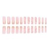 MISUD Long Square Press on Nails Squoval Fake Nails Glossy Glue on Nails Bling Gold Glitter Acrylic Nails French Tip Artificial Nails Wave Line Stick on False Nails with Swirl Design 24 pcs