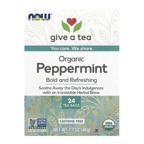 NOW Foods Give a Tea™ Organic Peppermint Tea, Caffeine-Free, 24 bags