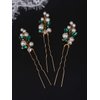 YERTTER 3 Pcs Hair Pins Green Crystal Pearl Bridal Hair Accessories for Bride and Bridesmaids Wedding Hair Piece