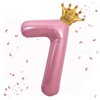40 Inch Pink Number 7 & Mini Crown Balloon for Birthday Party Decorations, 7th Birthday Party Decorations Pink Theme Party Balloons Decorations Supplies