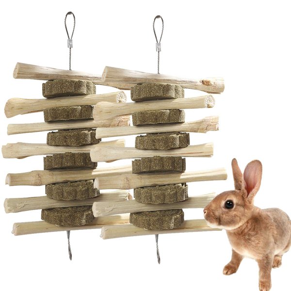 kathson Chinchilla Treats Bunny Chew Toys for Rabbits Teeth Grinding,Organic Bamboo Sticks Natural Toys for Hamsters 2 Pack