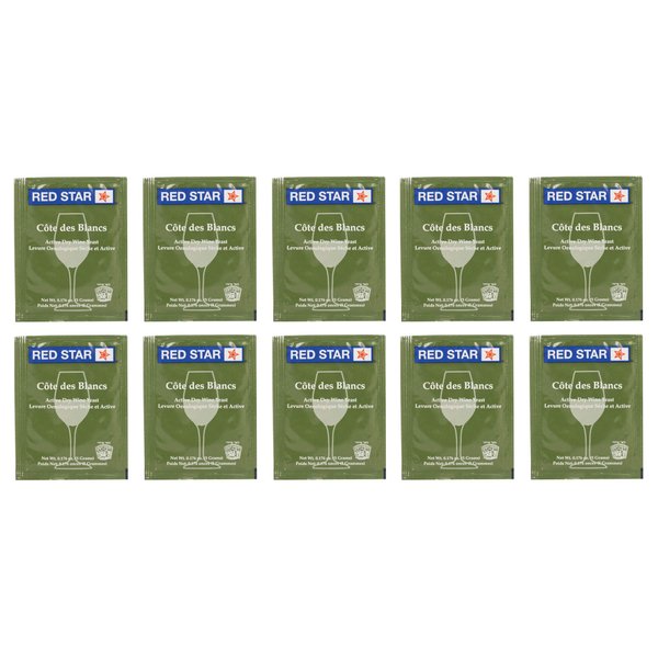 North Mountain Supply - RS-CB-10 Red Star Cote des Blancs Wine Yeast - Pack of 10 - With Freshness Guarantee
