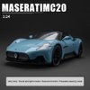 1:24 Maserati MC20 Model Car Toy Diecast Toy Cars, Zinc Alloy Pull Back Toy car with Sound and Light for Kids Boy Girl Gift，Birthday Presents, Collectibles. (Blue)