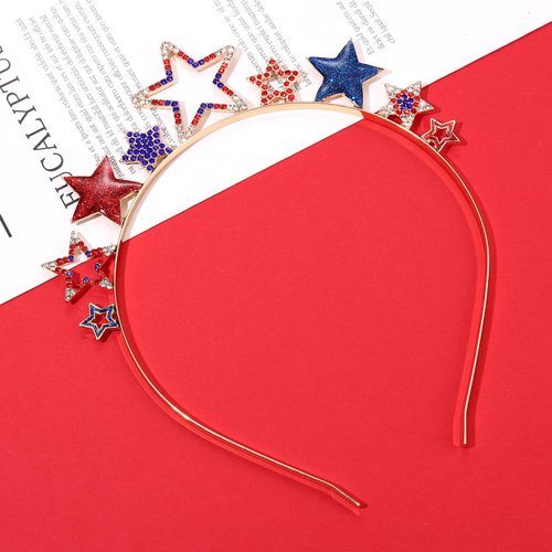 PHALIN American Flag Headband 4th of July Star Hairband for Women Independence Day Patriotic Hair Accessory Party Favors (Star)