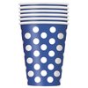 Unique, Royal Blue, Polka Dot Party Paper Cups-12 Oz, 6 Pcs
