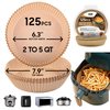 Air Fryer Paper Liners Disposable 125Pcs Round Parchment Paper Liners 6.3In Non-stick Unbleached Water & Oil Proof Airfryer liners for Microwave Oven baking & cooking