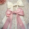 SALOCY Hair Clip - 2 Count Pink Satin Hair Ribbon Bows with Long Tail for Women Girls - Cute Hair Accessories for Hair Design