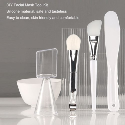 DIY Facial Mask Tool, Face Mask Mixing Bowl Set, Silicone Brush Soft Bristle Brush Mixing Bowl Spatula Measuring Cup Set, 5 IN 1 Face Mask Tool Kit for DIY Clay Mask