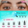 Manga Lash Clusters Kit 144PCS Fairy Eyelash Extension Kit with Lash Bond and Seal, Fake Eyelashes Clusters with Invisible Lash Band, Lash Glue Remover and Lash Applicators (8-16mm Kit,Black Bond)