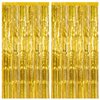 2 Pack Gold Backdrop Birthday Decorations Foil Curtain Backdrop Gold Streamers Dance Party Decorations Photo Booth Props for Bachelorette Decorations Christmas Halloween New Years Eve Party Supplies