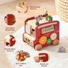 Wooden Activity Cube 8-in-1 Montessori Toys | Multifunctional Early Educational Learning Toys | Activity Cube for Baby Shape Sorter Xylophone Animal Travel Bus Toys Boy Girl Birthday Gift（Red Bus）