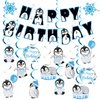 Penguin Happy Birthday Banner Streamers Party Decorations, Penguin Baby Shower Party Supplies, Penguin Party Favors for Kids, Teens, Penguin Gifts