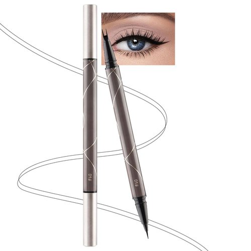 BINGBRUSH 3D Lower Eyelash Eyeliner Pencil, 2-in-1 Dual-Ended Eye Makeup Micro 2 Point Lower Eyelash Brow Pen Waterproof Anti-Smudge Natural Eyelash (1Pcs 01# black)