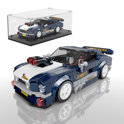 Mould King Speed Champion Mustang 1967 Car Building Sets with Display Case, Cool Simulation Cockpit Race Car Building Kits, 27048 Collectible Model Car Kits Building Blocks for Adults Kids 8+(376PCS)