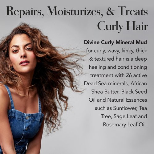 Saphira Divine Mineral Mud for Curly and Wavy Hair, Hair Moisturizer and Deep Conditioning Hair Mask for Shine and Bounce, Sulfate-Free, Paraben-Free, Vegan, 16.9 Ounce