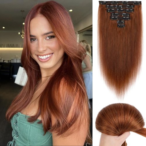 Yekartary Clip in Hair Extensions Real Human Hair 100% Remy Hair 18inch 7PCS Straight Hairpieces ...