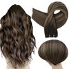 Full Shine Ombre Hair Extensions Sew In Weft Hair Extensions Color Dark Brown To Ash Brown Mix Dark Brown Hair Extensions Remy Hair Weft Hair Extensions Human Hair Double Weft For Women 105G 16 Inch