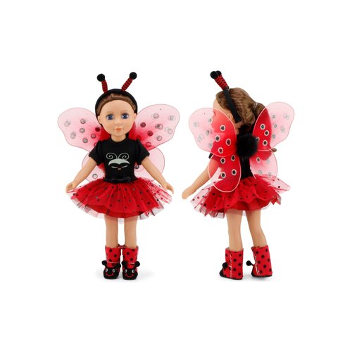 Emily Rose 14 Inch Doll Clothes | Magical Lady Bug 5 PC 14.5" Doll Halloween Costume Outfit with Removable Wings, Antenna Headband and Fun Doll Boots! | Fits Most 14" Hard-Bodied Dolls