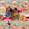96 Pcs Gingerbread Party Supplies Paper Plates Napkins Christmas Gingerbread Party Birthday Decorations Favors for Christmas Family Gathering Winter Holiday Birthday Party Supplies Serves 24