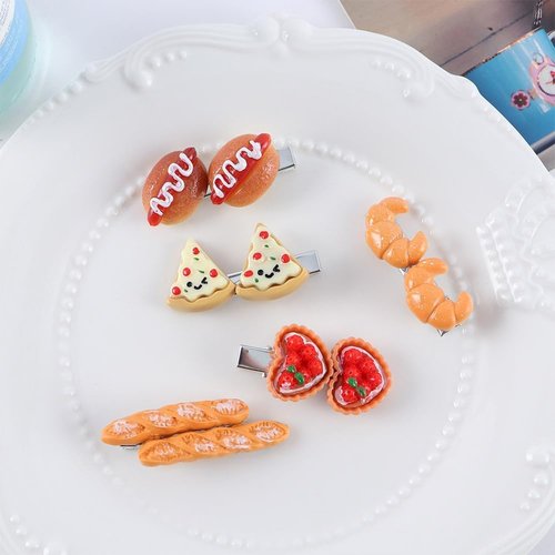 2Pcs Colorful Funny Smiley Pizza Hair Accessories,Food Hair Clips for Women and Girls,Cute Hairpins Duckbill Hair Accessories,Non Slip Hair Clip,Clips and Barrettes