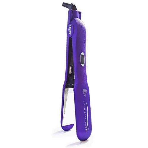 ISO Beauty Gold Collection Metallic Color 1.5 Inch Floating Plates Flat Iron Hair Straightener with Adjustable Auto Power Off, Smart Memory, Temp Control & LCD Display (Purple)