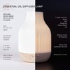 Essential Oil Diffuser Lamp, White Ceramic + Wood, Ultrasonic 180ml, Whispersoft, 4 Timers + 5 Light Settings, Auto Shut Off, Home + Office, Humidifier Air Purifier Aromatherapy