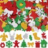 JULBEAR 300 Pcs Christmas Foam Stickers, Red Green Silver Christmas Sticker Gold Xmas Santa Claus Snowman Elk Snowflake Foam Stickers Bulk for Christmas Holiday Crafts Party Favors Decoration Supplies