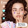 Dazzlook Star Acne Patch with Salicylic Acid Tea Tree Oil & Centella Asiatica, Hydrocolloid Pimple Stickers Iridescent Colors 96 Pcs 2 Sizes, Cute Star Heart Shaped Zits Blemishes Breakouts Patches