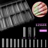 BOMOQING Nail Dual Forms for Poly Nail Gel 120 PCS 12 Sizes Square Tips for Full Cover Reusable Nail Molds Poly Nail Gel x Nail Kit,2 Nail Forms and Nail Sticker Silicone All in One Kit Nail Art Salon