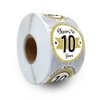 REWIDPARTY White Gold 10th Birthday Stickers Rolls Cheers to 10 Years Stickers Happy 10th Birthday Stickers Birthday Party Favors Anniversary Party Decorations Adhesive Party Stickers(500 Per Roll)