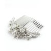 NYFASHION101 Women's Elegant Bridal Rhinestone Flower Pattern Hair Comb HC4250, Simulated Pearl, Silver-Tone