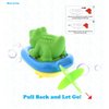 DolliBu Boat Racer Buddy, Fun Educational Bath Toy Finger Puppet Pull and Go Water Racing Jungle Pal for Shower Pool Bathtub Swim Hard Surfaces for Baby Toddler and Boy - 6 Inch - 3 in 1 - Alligator