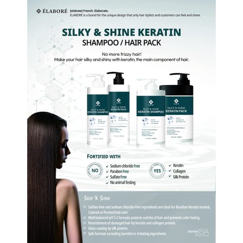 Elabore Silky & Shine KERATIN Shampoo 16.06fl.oz/ 475ml