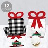 Big Dot of Happiness Holiday Plaid Trees - Square Favor Gift Boxes - Buffalo Plaid Christmas Party Bow Boxes - Set of 12